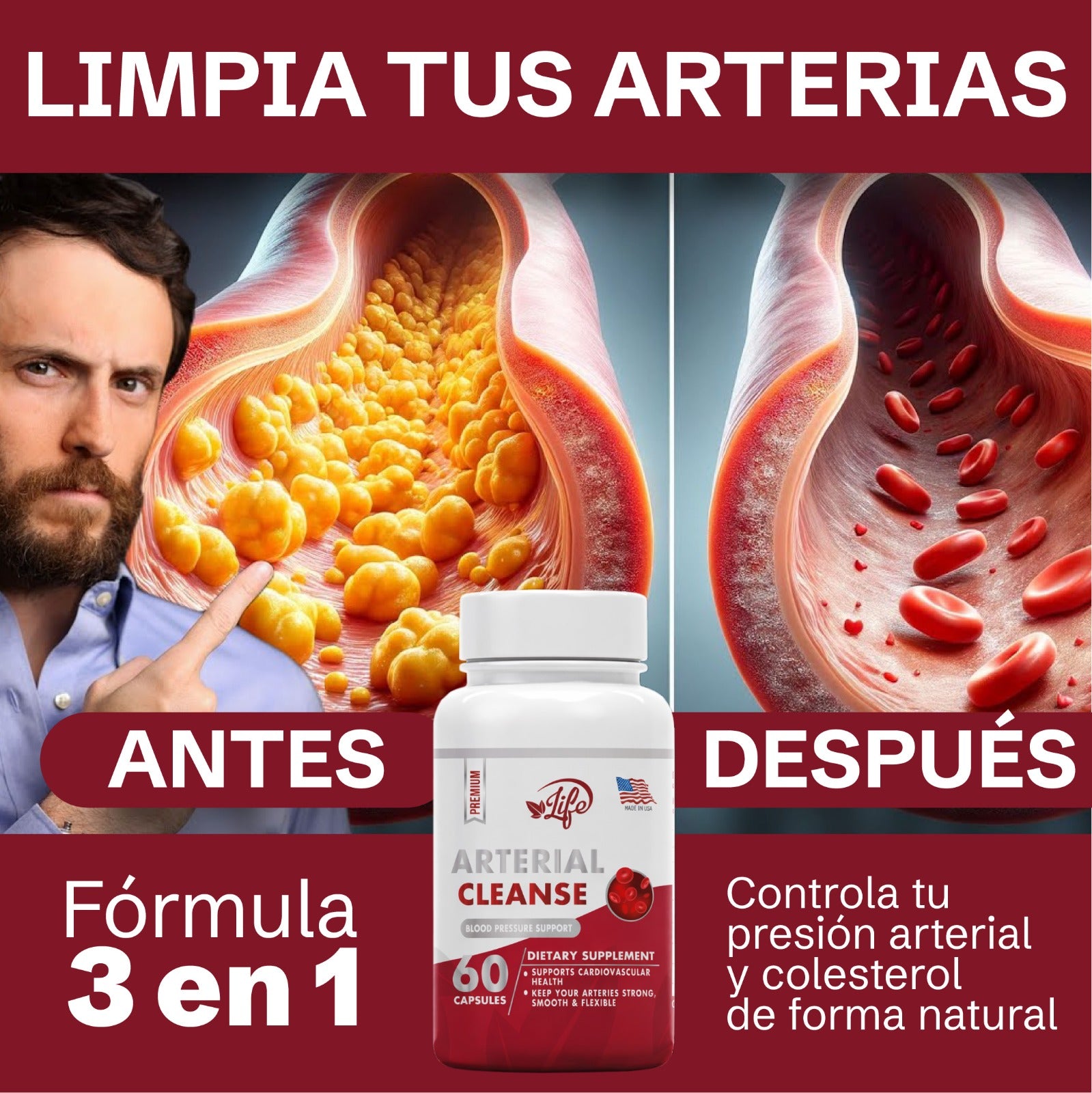 Limpiador De Arterias - Arterial Cleanse 60 Capsulas